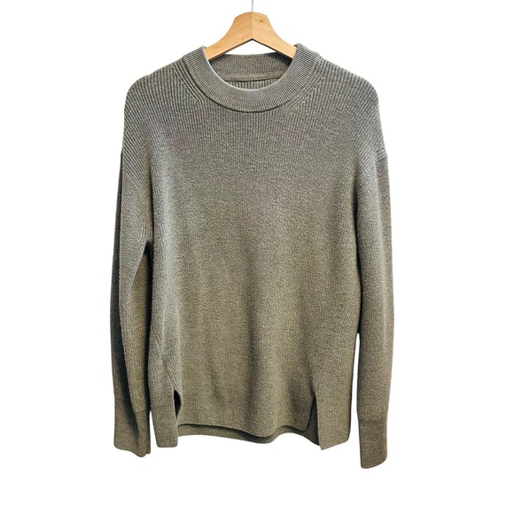 Lululemon Merino Wool-Blend Ribbed Crewneck Sweater Heathered Nomad Green Size 6 - Picture 2 of 12